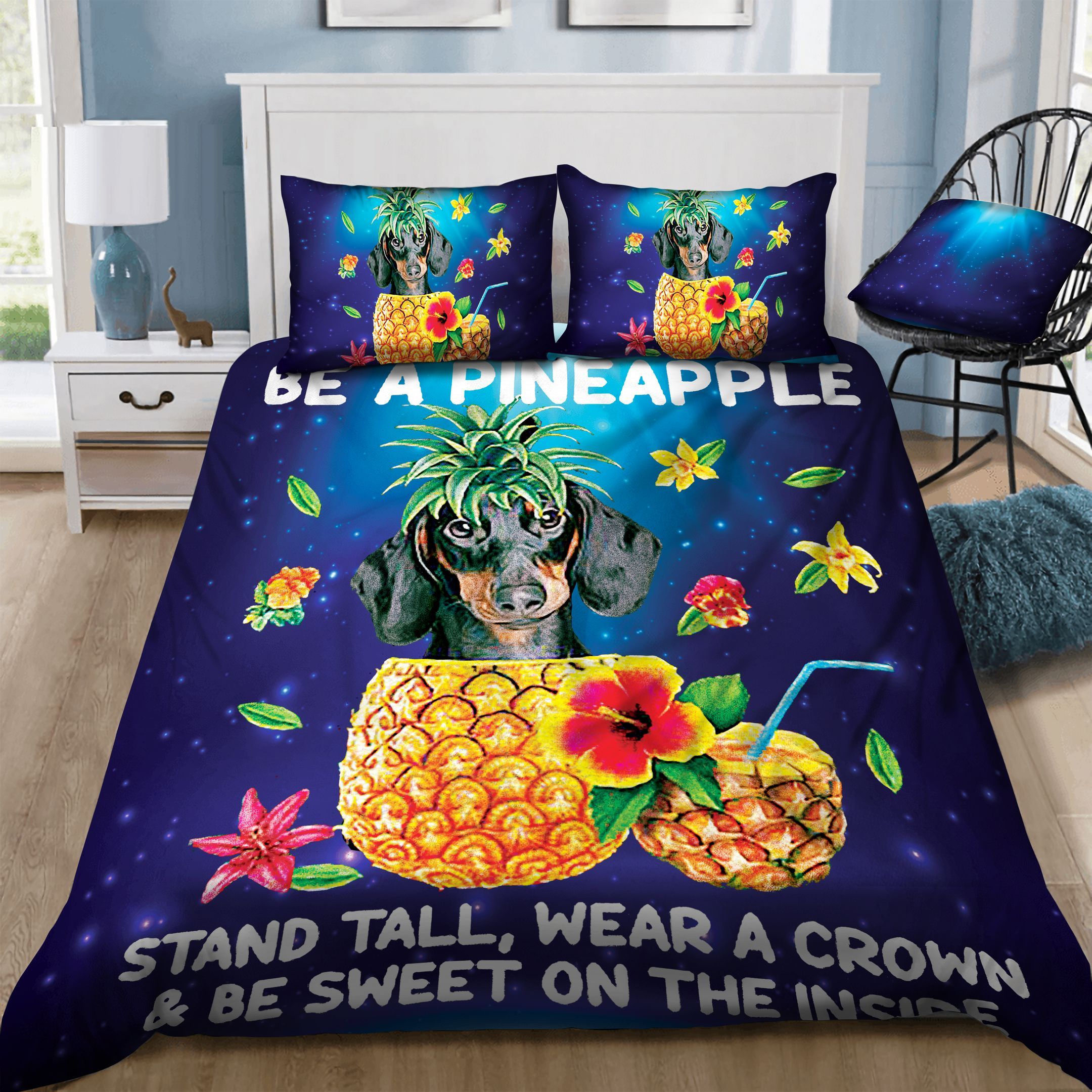 Dachshund Pineapple  Bedding Set
