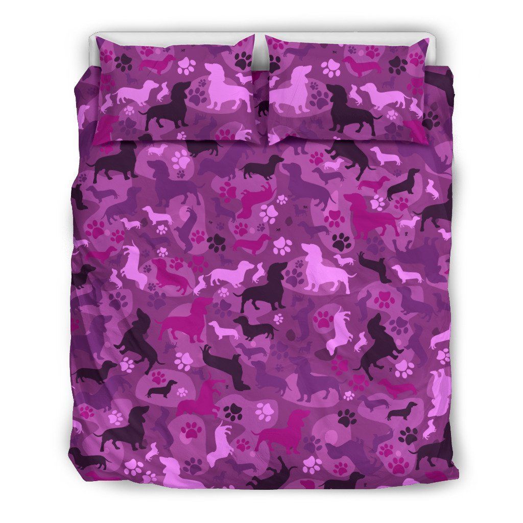 Dachshund Pink Camo Bedding Set