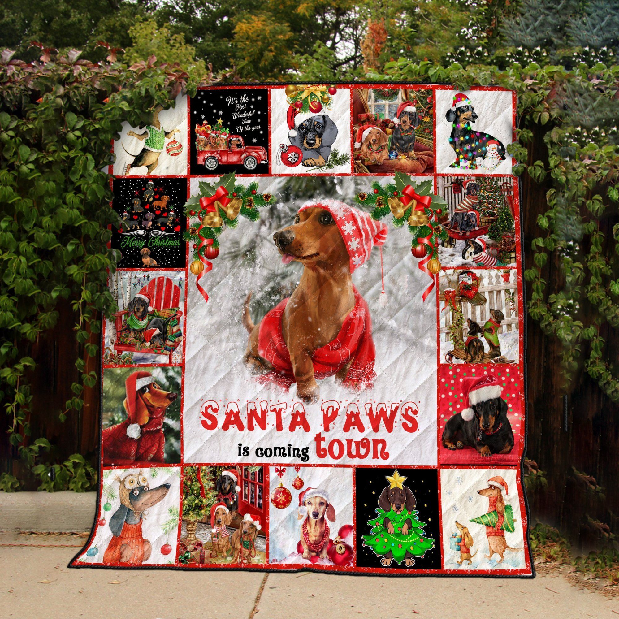 Dachshund Santa Paws Quilt Blanket Dhc04011048Dd