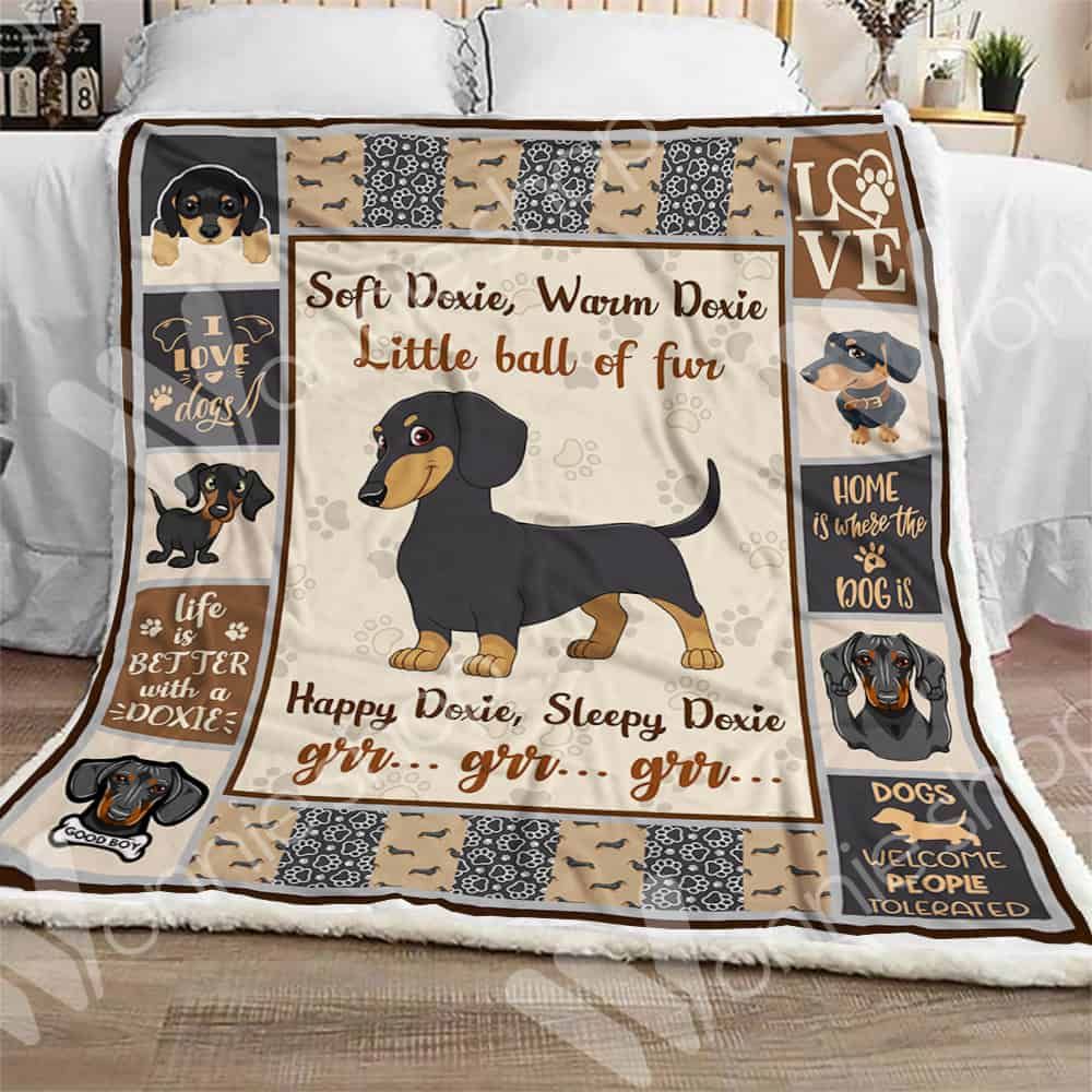 Dachshund Sherpa Dog Blanket Fleece Blanket