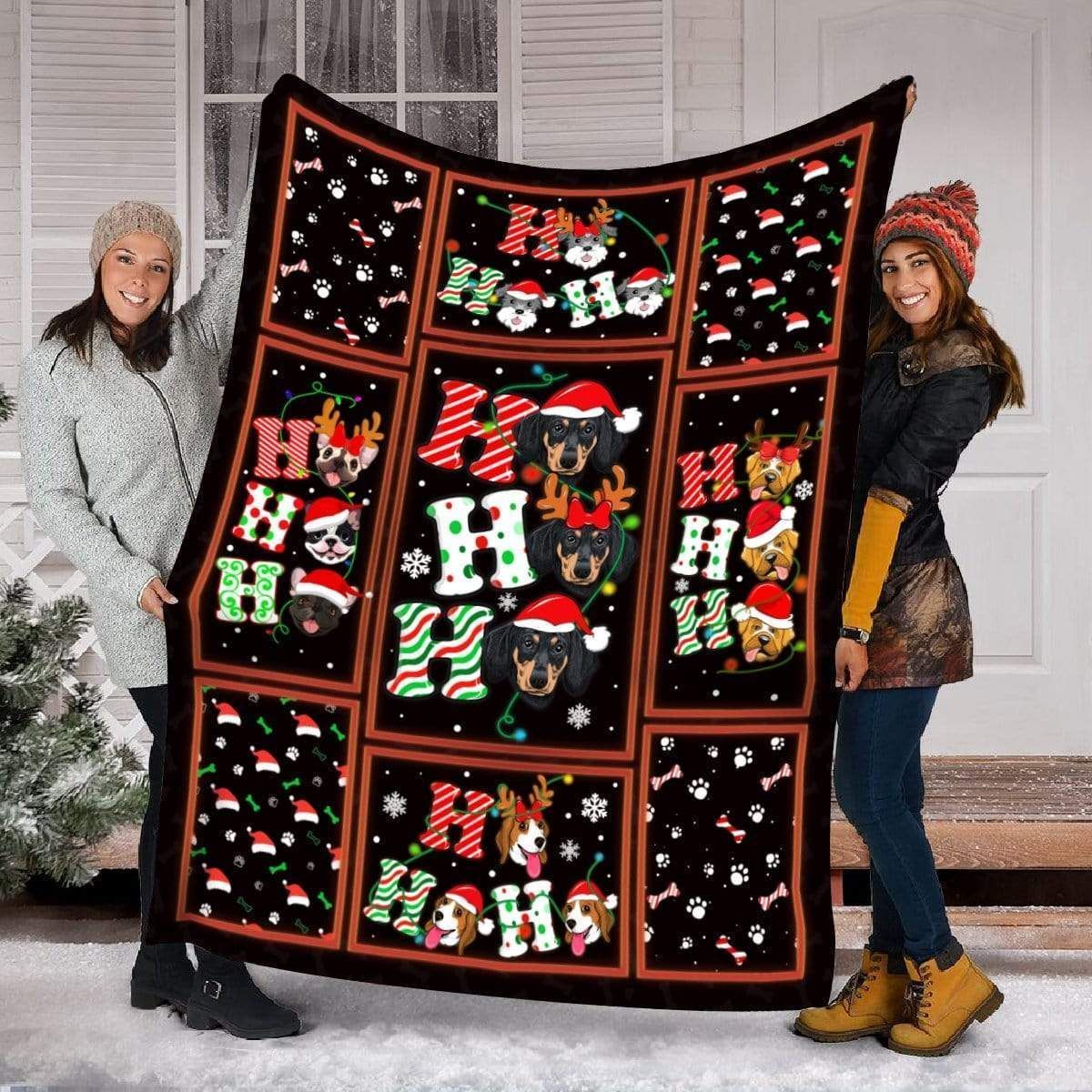 Dachshund Smiling Hohoho Fleece Blanket Gift For Dog Lovers