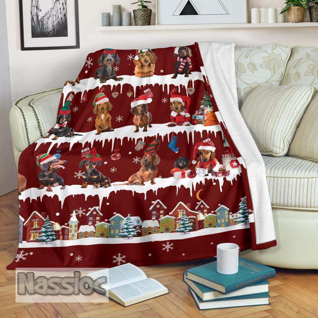 Dachshund Snow Christmas Blanket