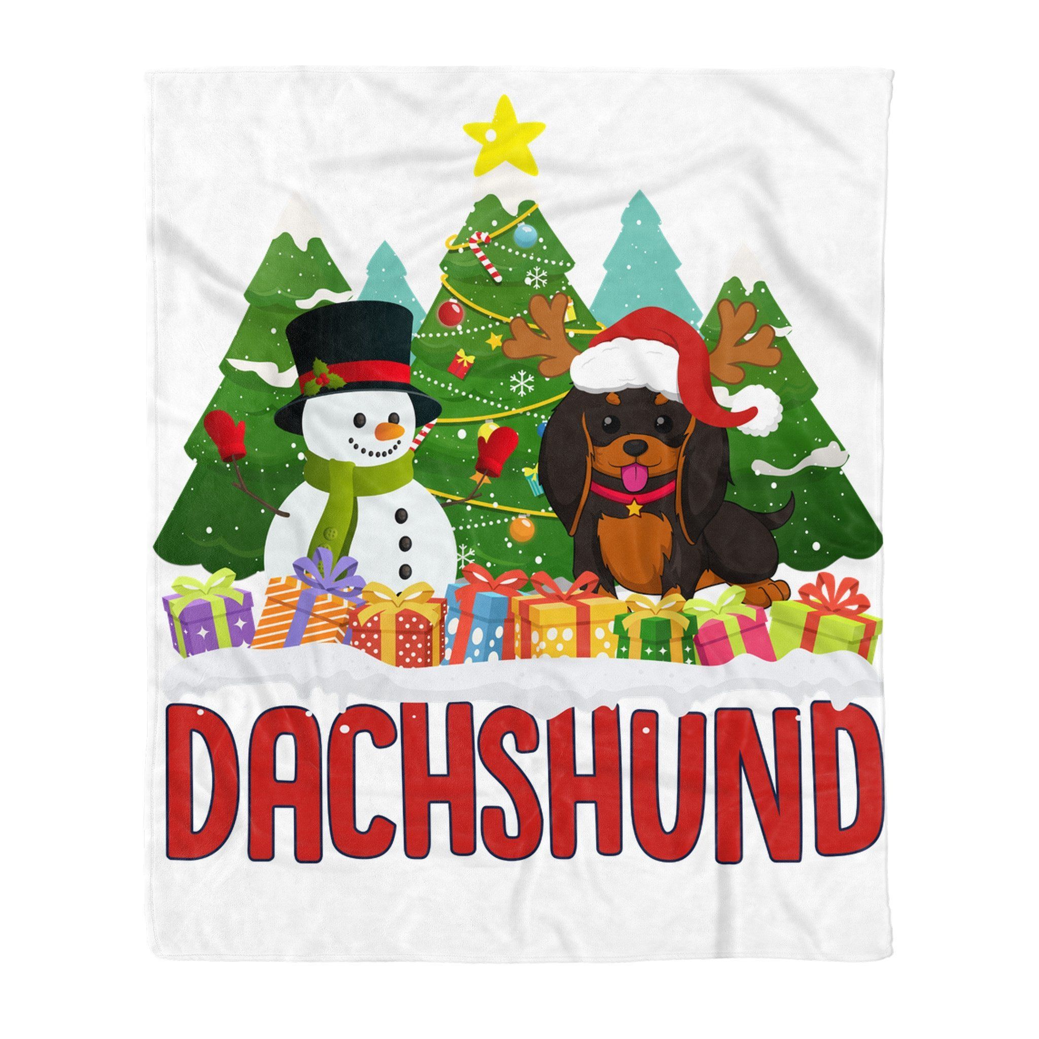 Dachshund Snowman Christmas Sherpa Fleece Blanket