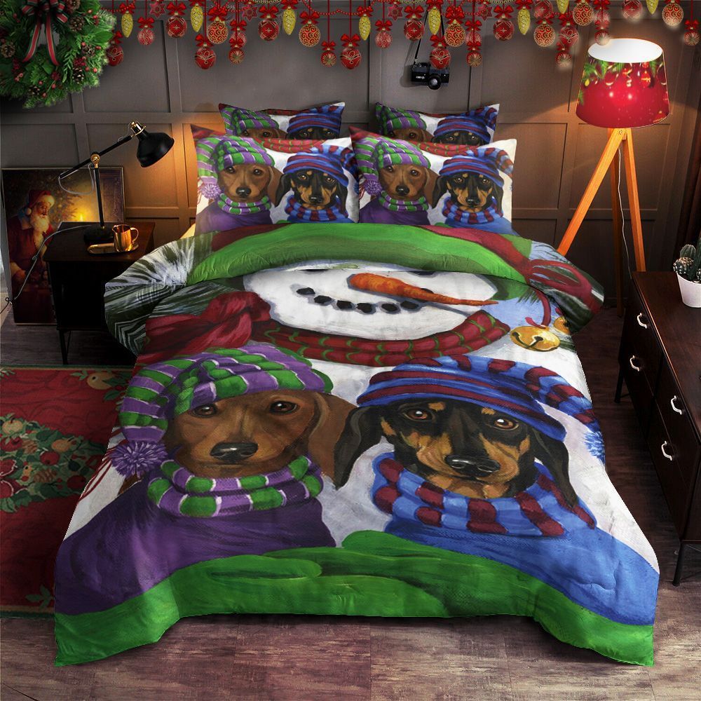 Dachshund Snowman Bedding Set