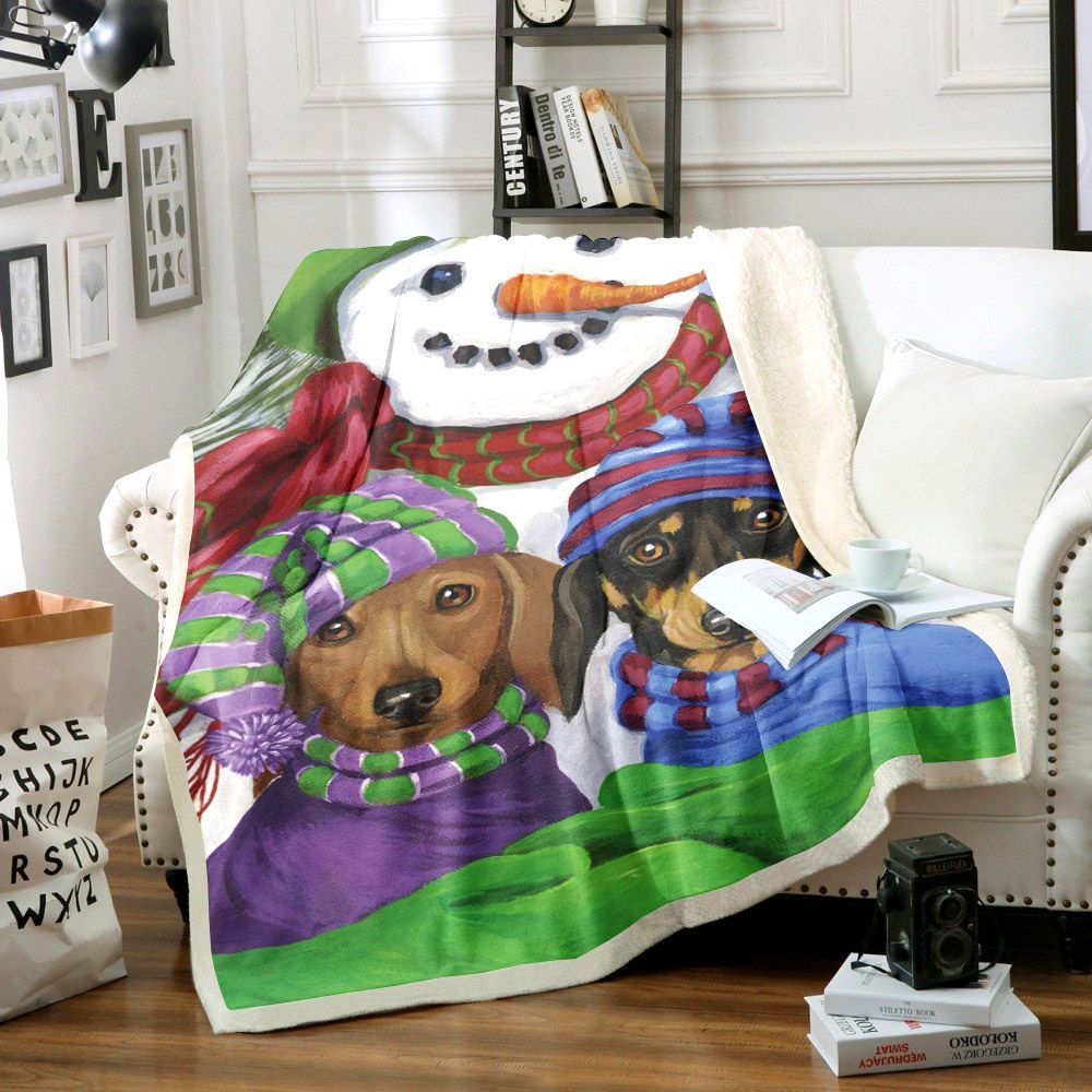 Dachshund Snowman Sherpa Fleece
