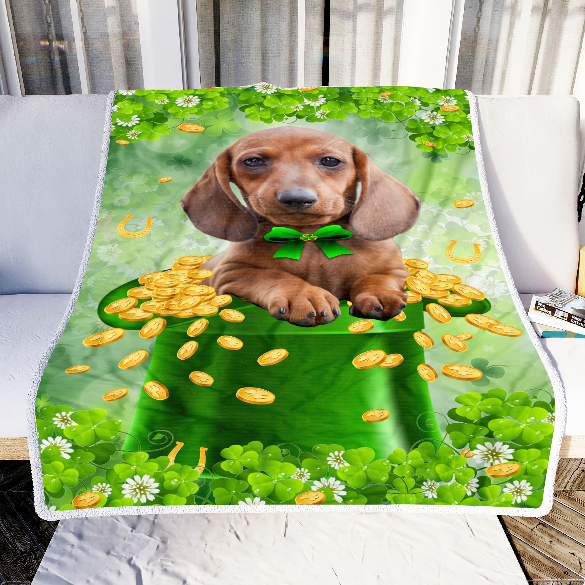 Dachshund St Patricks Day Fleece Blanket