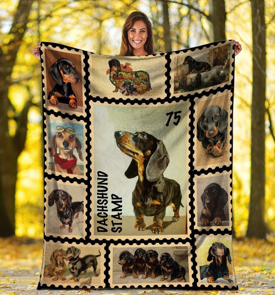 Dachshund Stamp Dachshund Doxie Weiner Dog Fleece Blanket