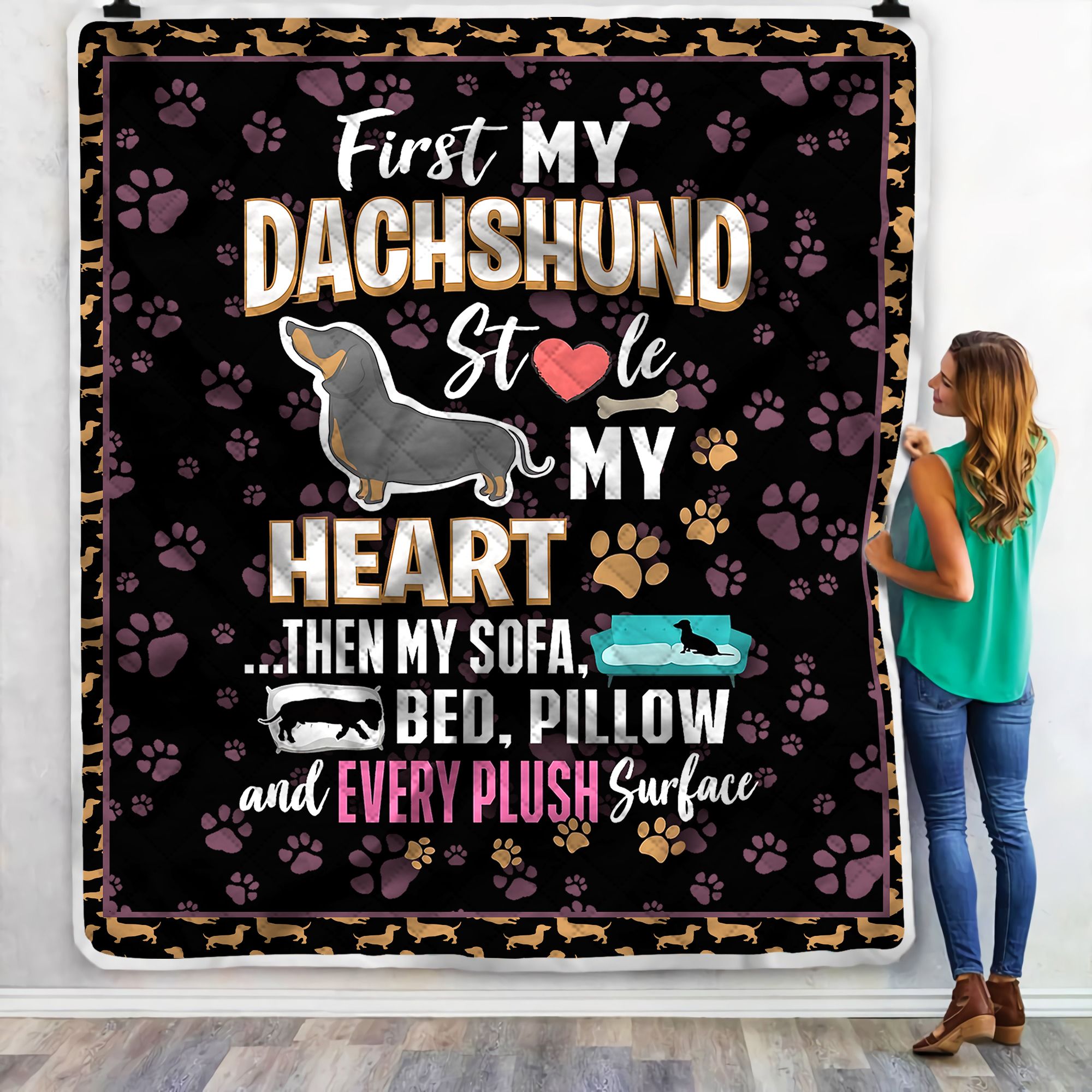 Dachshund Stole My Heart Fleece Blanket