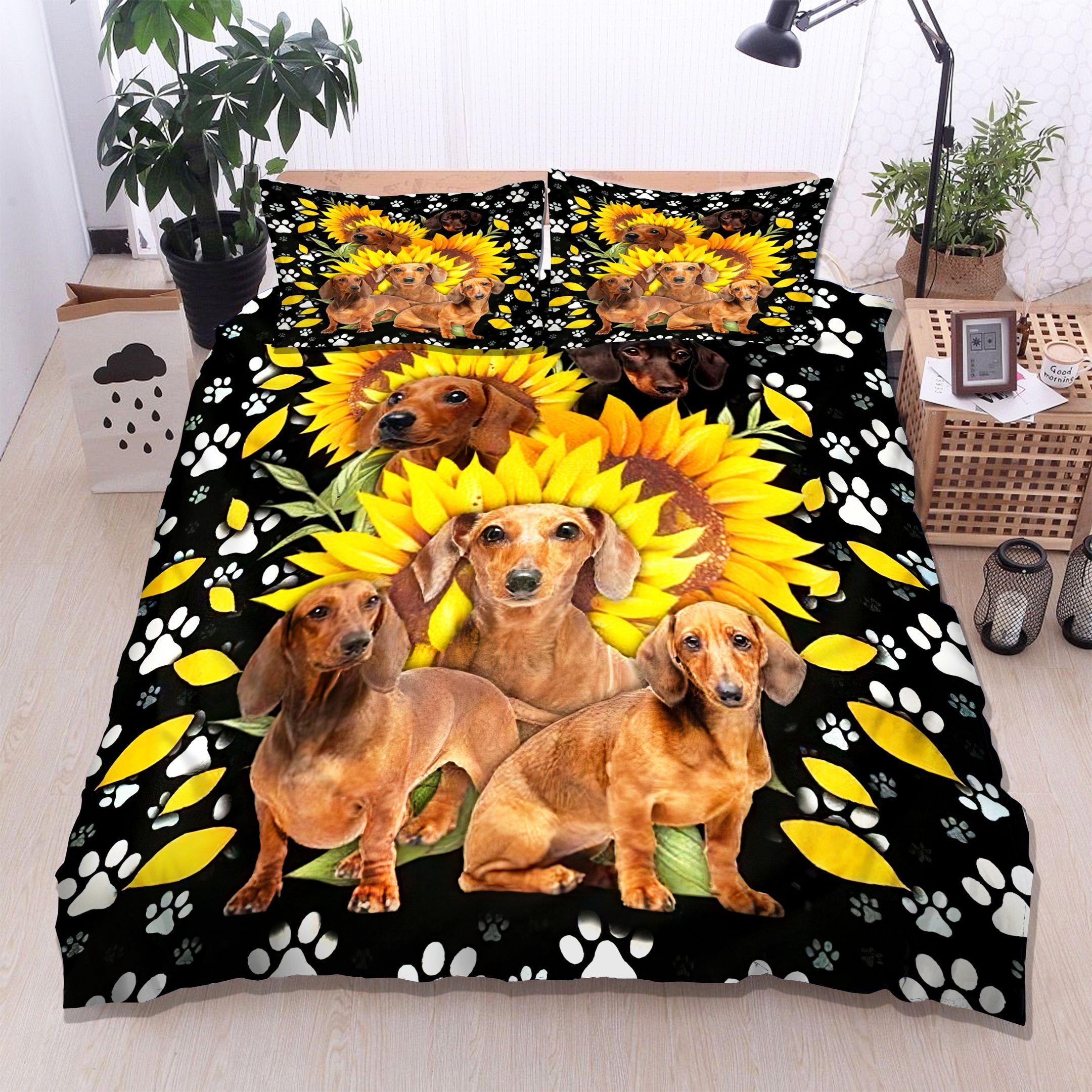 Dachshund Sunflower Bedding Set