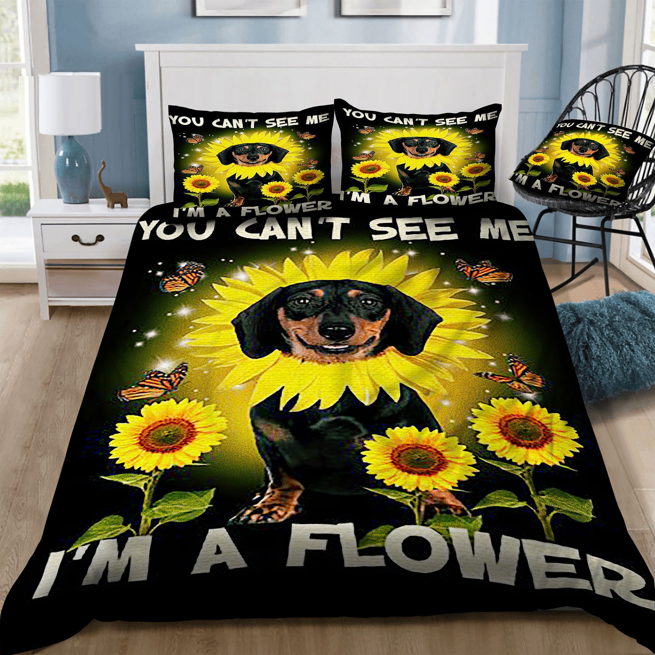 Dachshund Sunflowers  Bedding Set