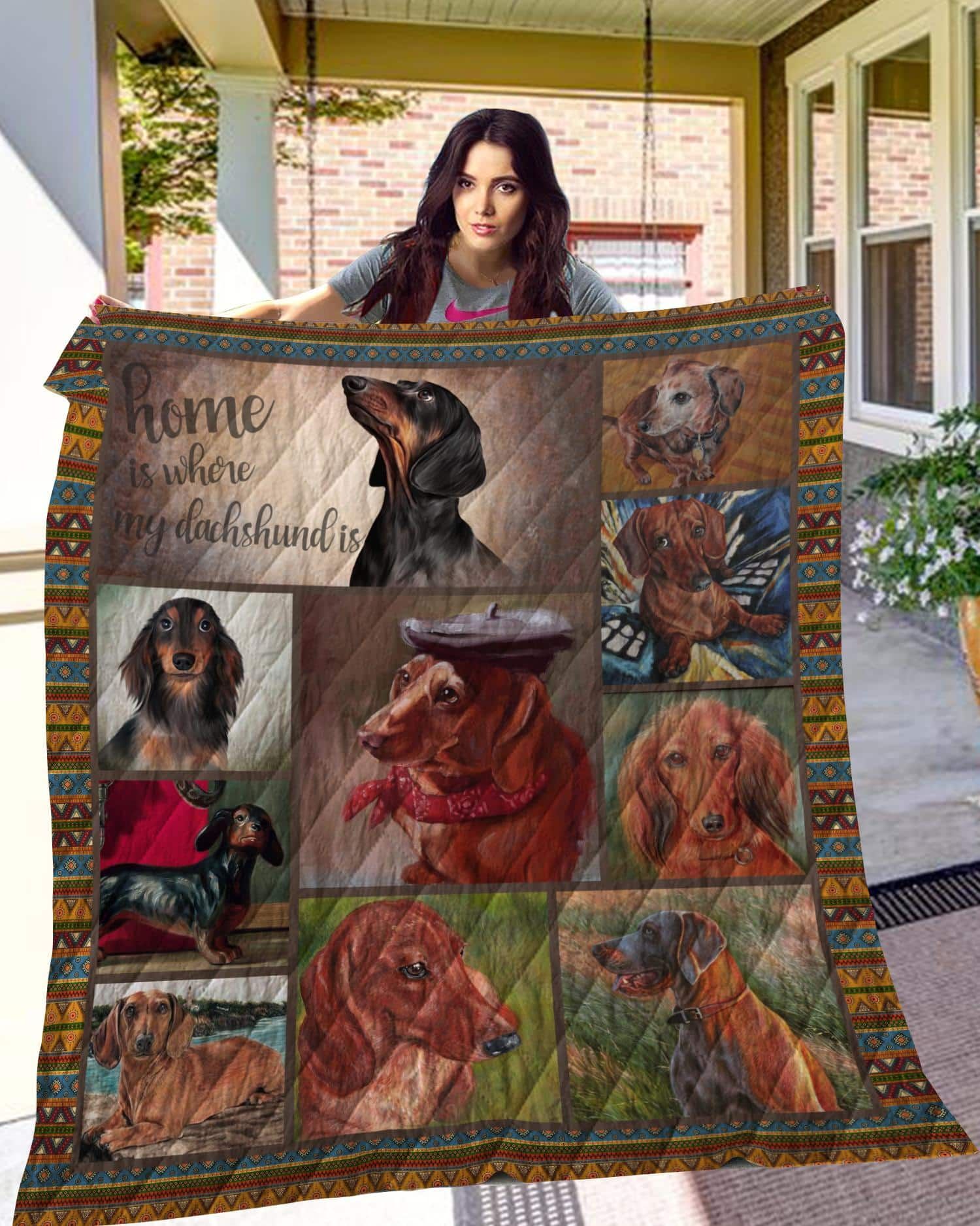 Dachshund Supermarket Flower Quilt Blanket DHC3112364TD