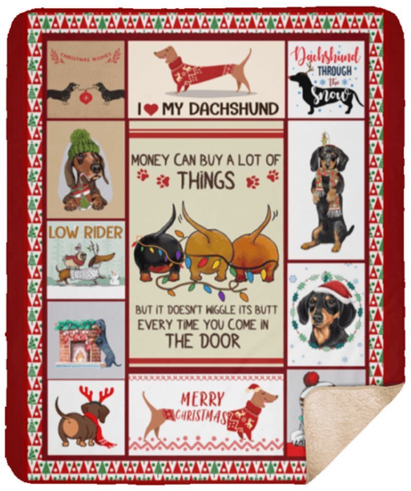 Dachshund Through The Snow Sherpa Fleece Blanket