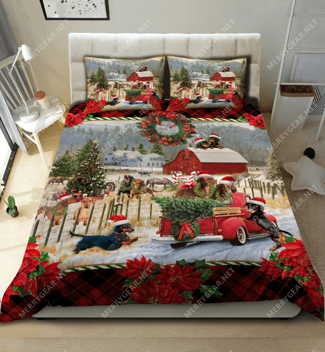 Dachshund Through The Snow Bedding Set