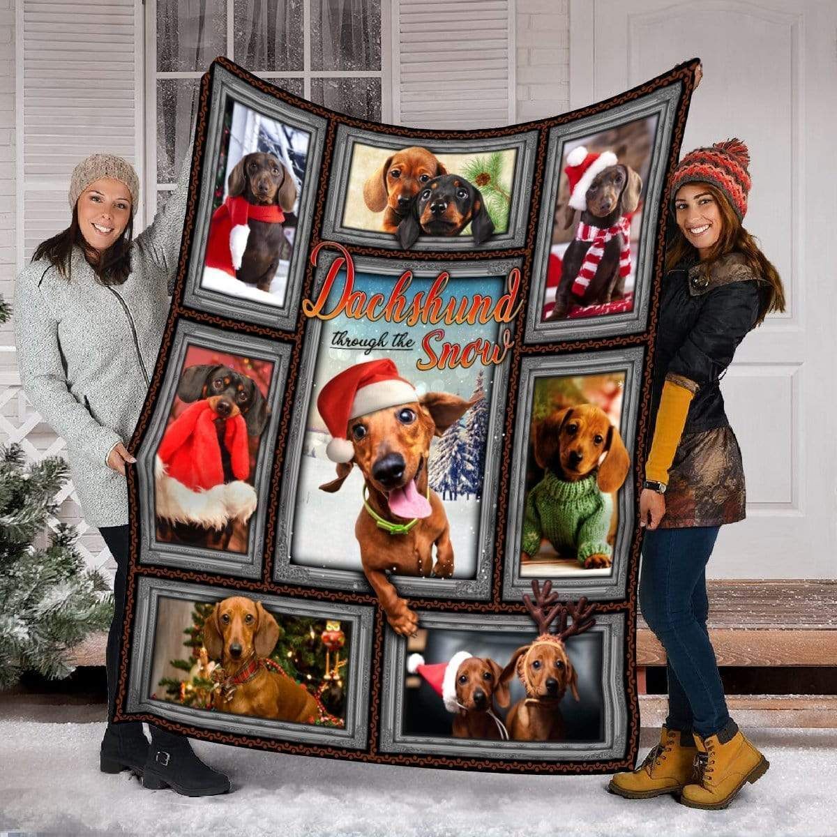 Dachshund Through The Snow Fleece Blanket Gift For Dog Lovers