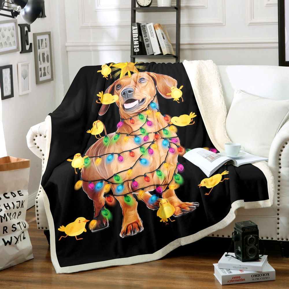 Dachshund Sherpa Fleece Blanket