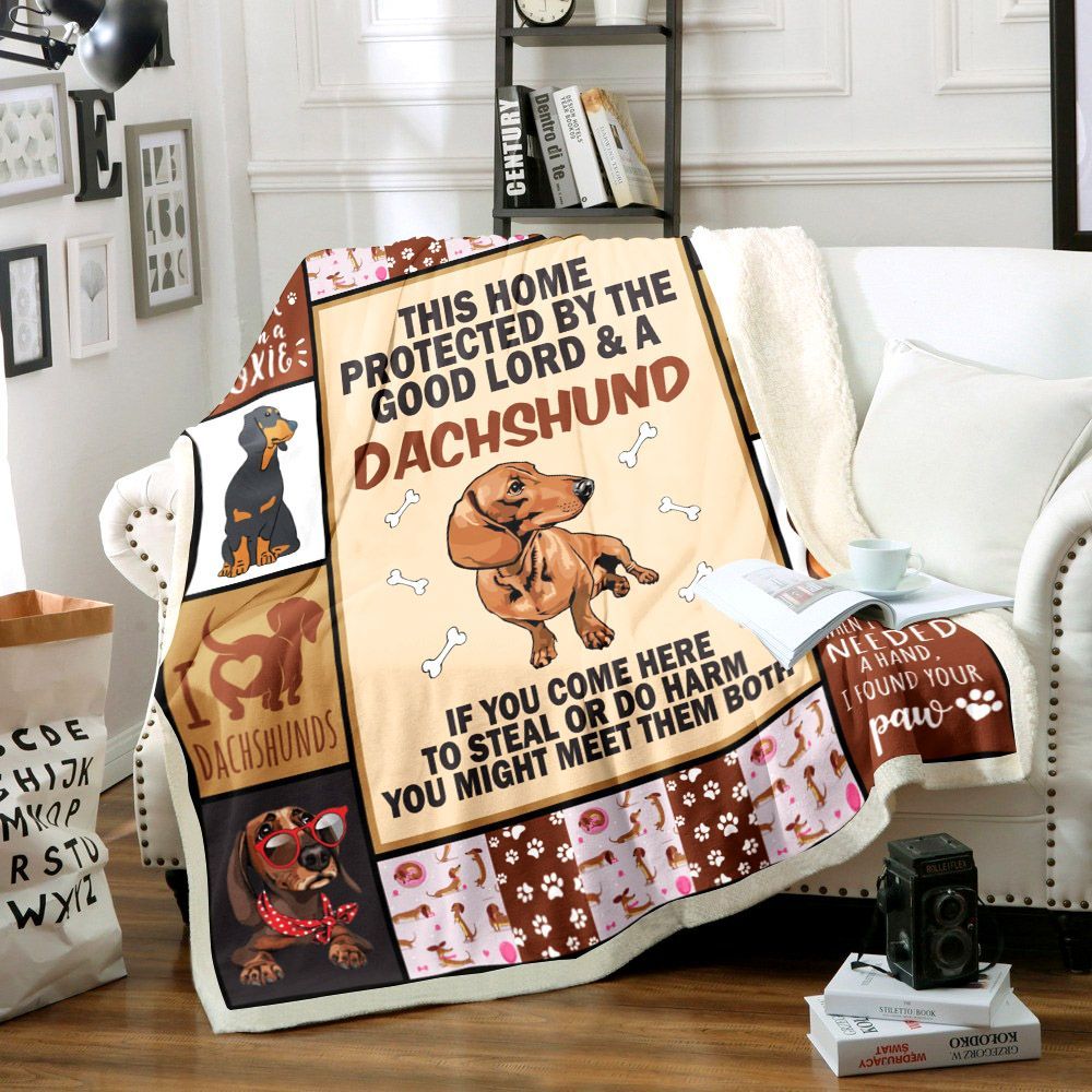 Dachshund Sherpa Fleece Blanket