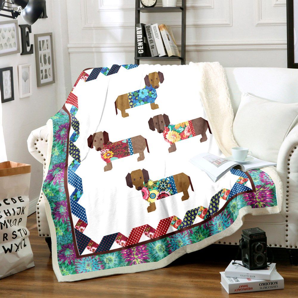 Dachshund Sherpa Fleece Blanket