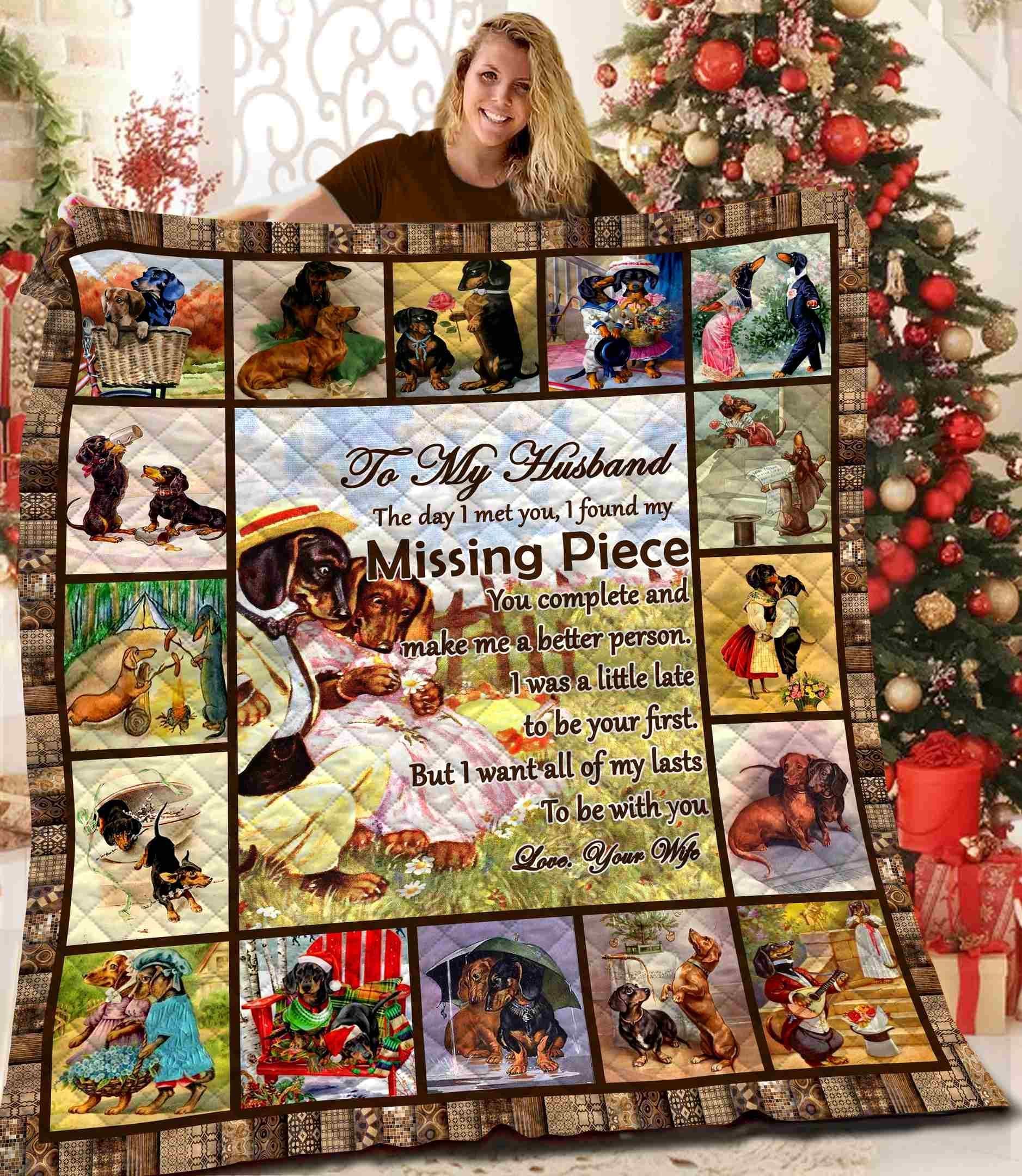 Dachshund To My Husband Quilt Blanket BBB091201NB