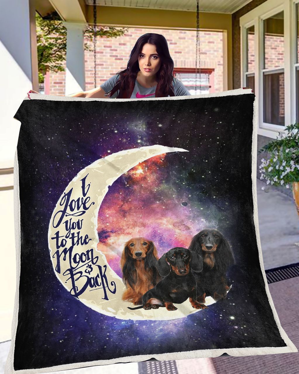 Dachshund To The Moon Sherpa Fleece Blanket