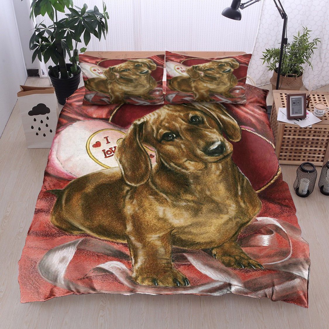 Dachshund Valentine Bedding Set