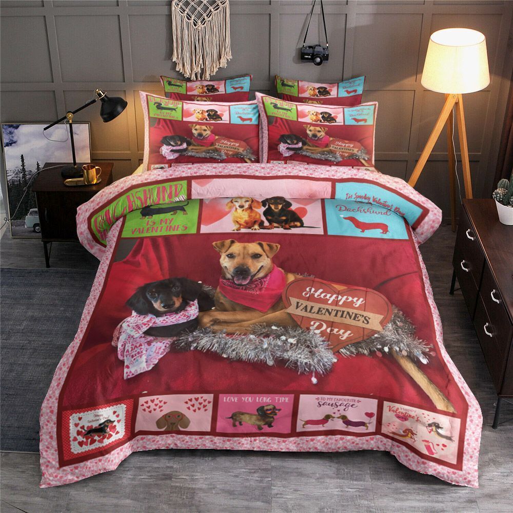 Dachshund Valentine S Day Bedding Set
