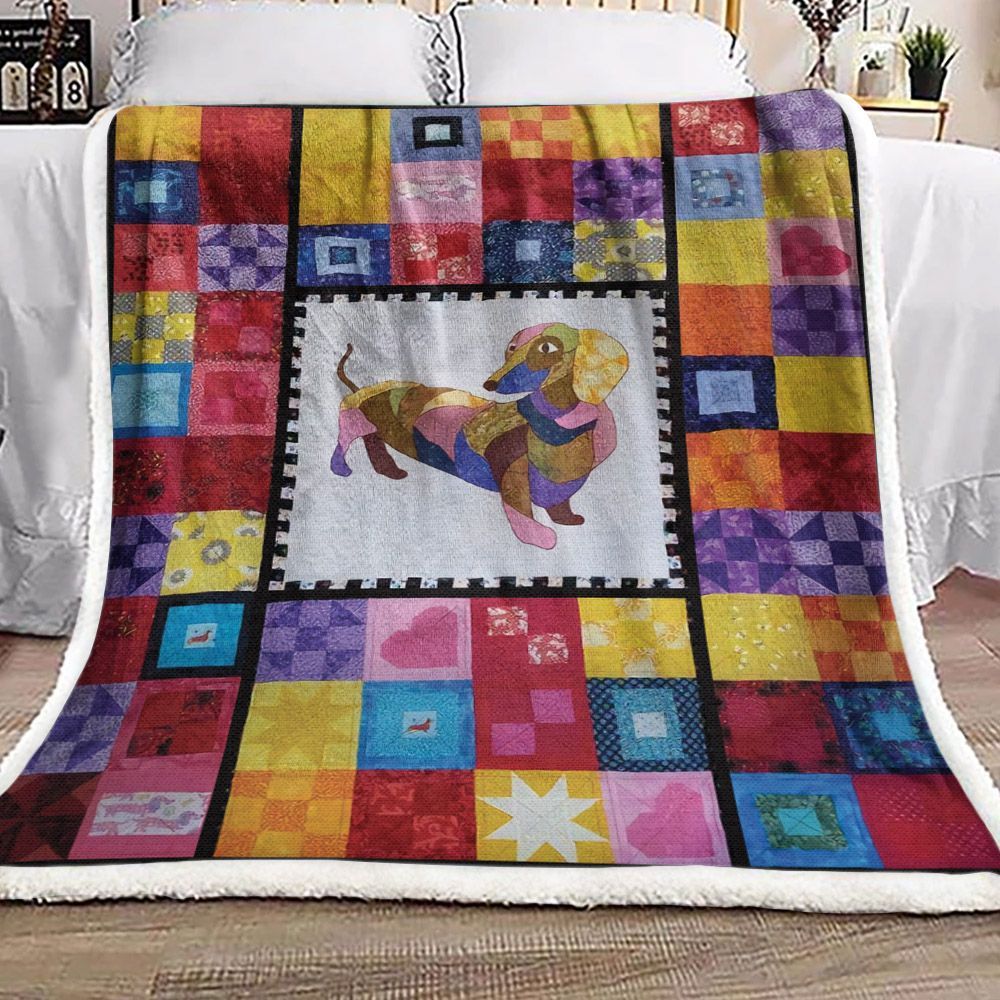 Dachshund Sherpa Fleece Blanket