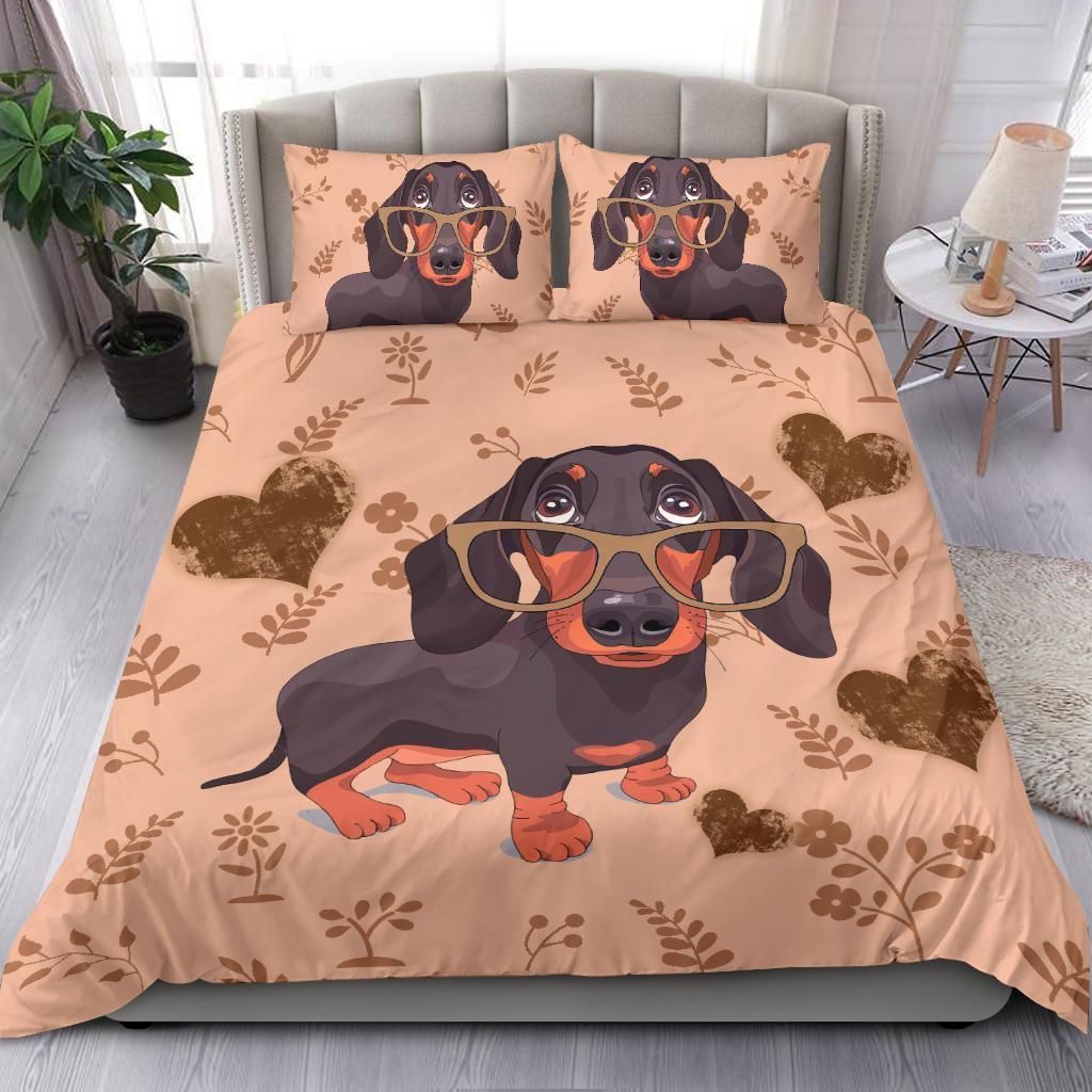 Dachshund With Big Glasses Bedding Set
