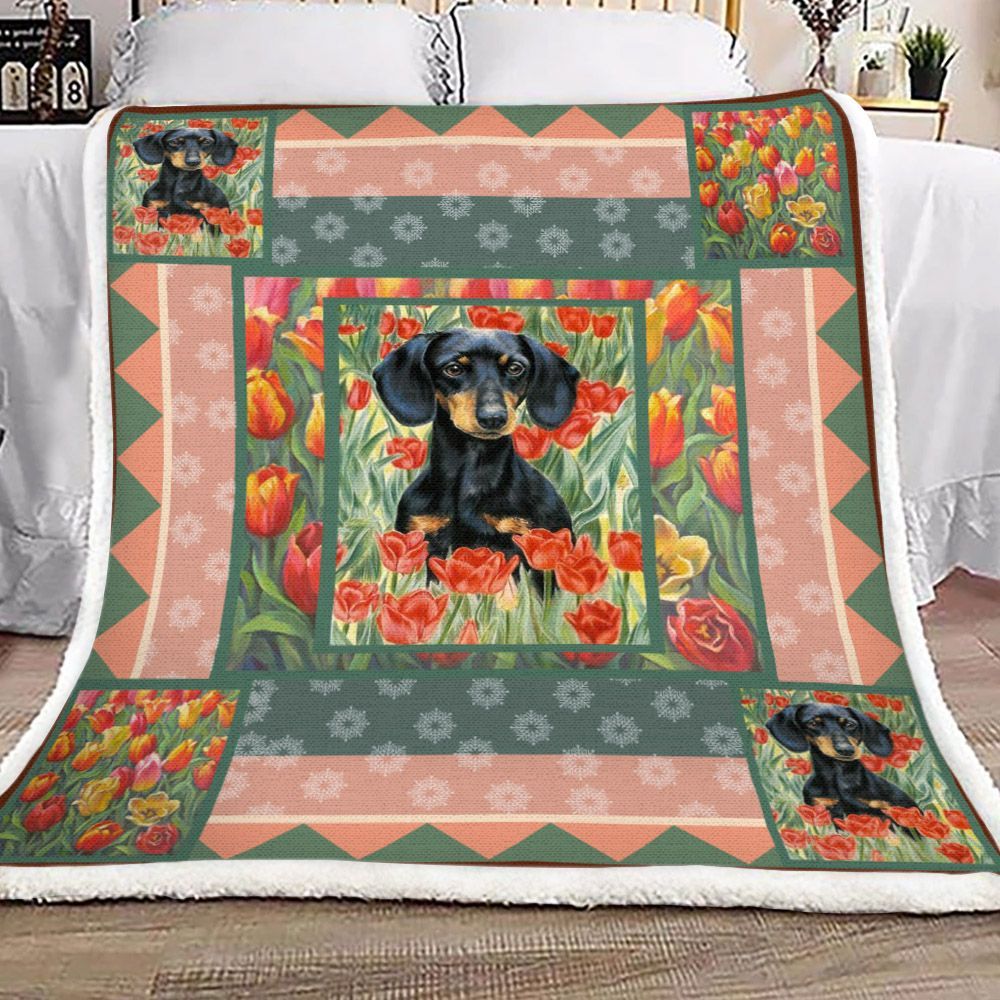 Dachshund Sherpa Fleece Blanket