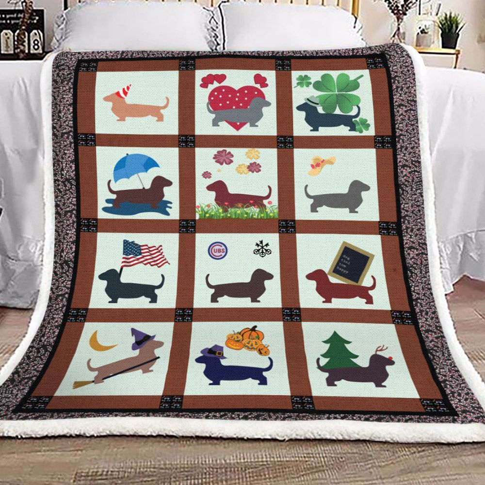Dachshund Sherpa Fleece Blanket