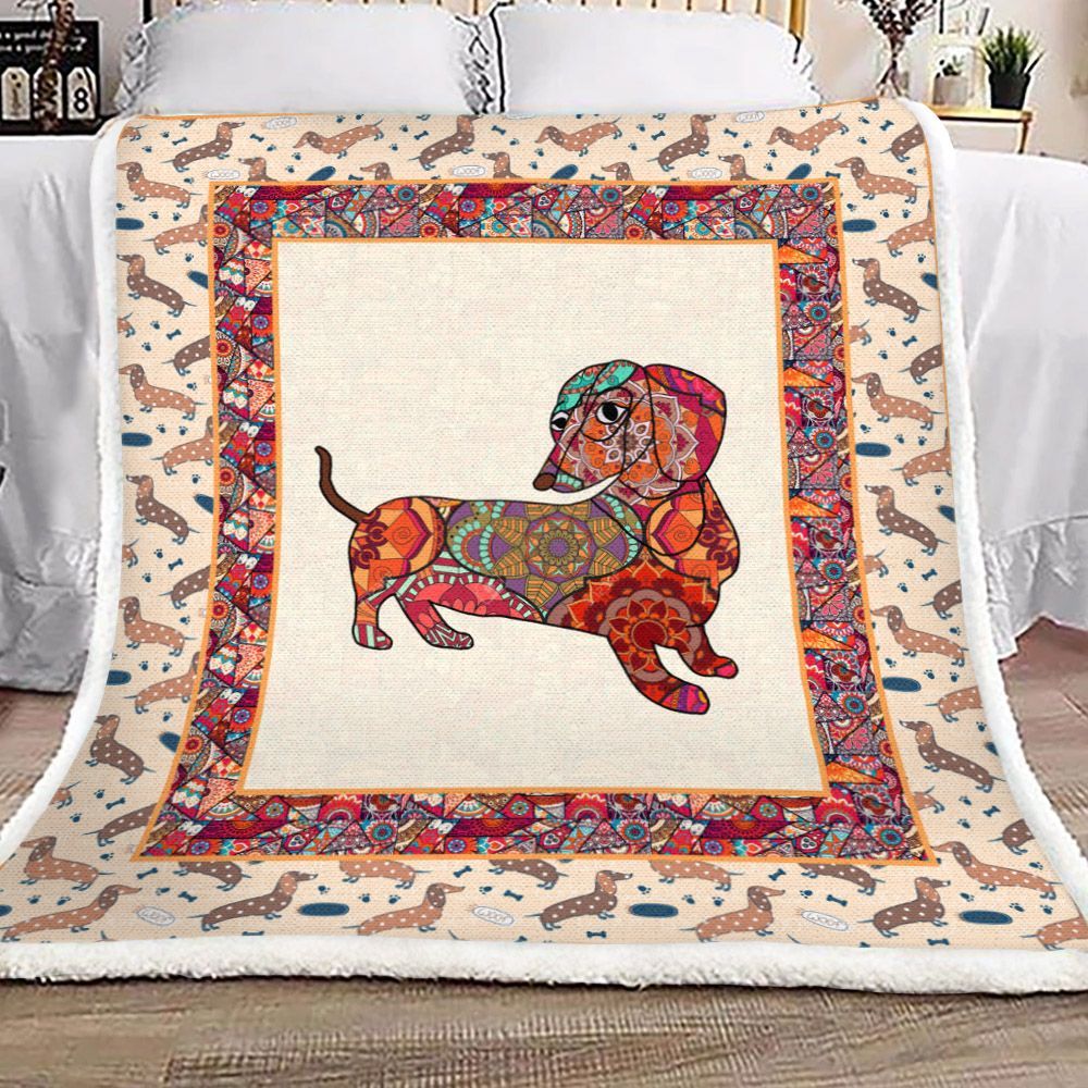 Dachshund Sherpa Fleece Blanket