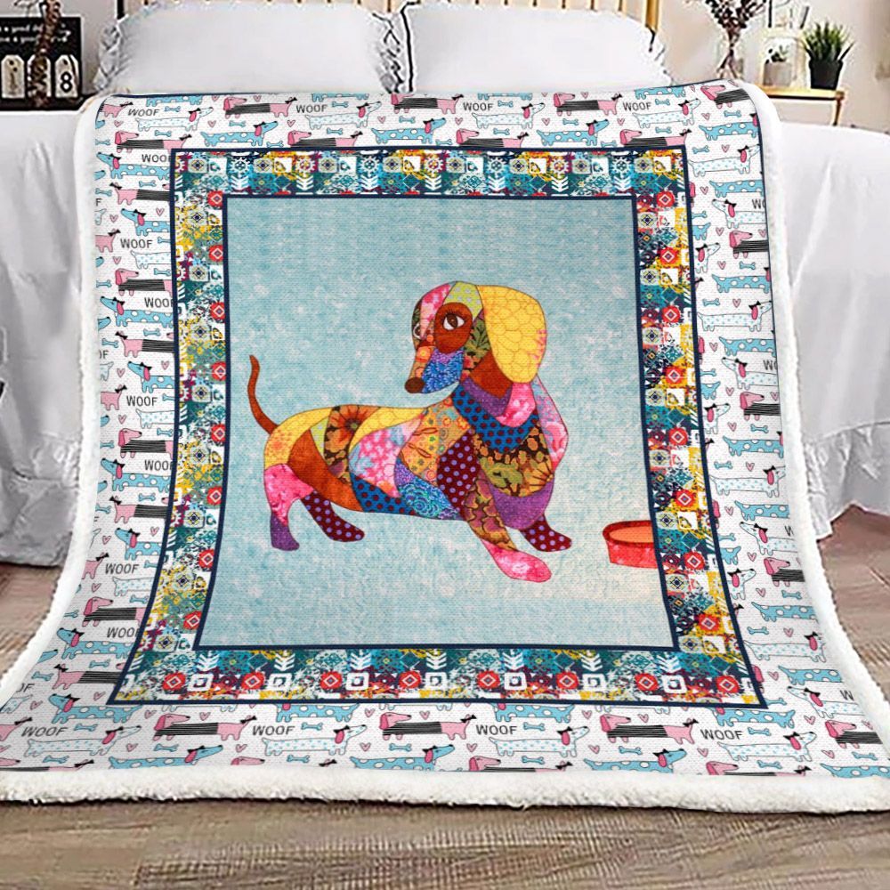 Dachshund Sherpa Fleece Blanket
