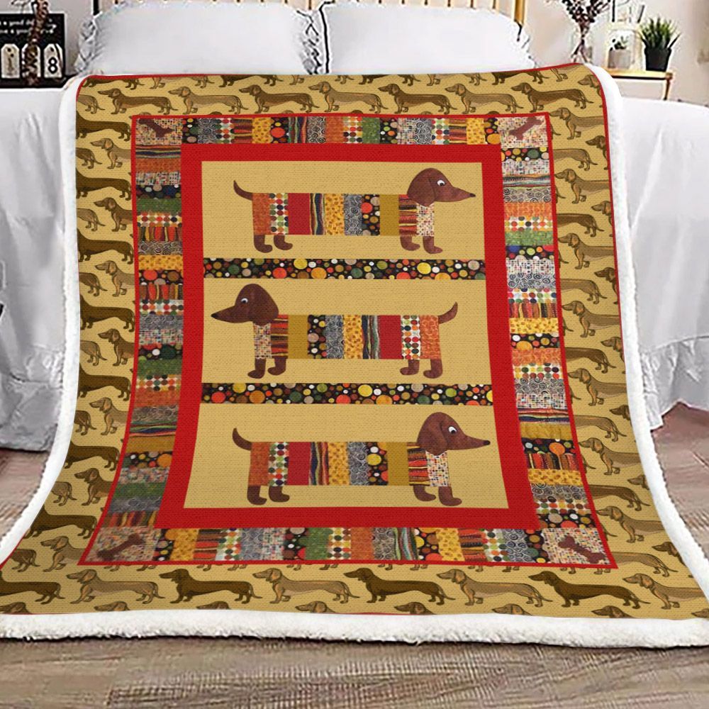 Dachshund Sherpa Fleece Blanket