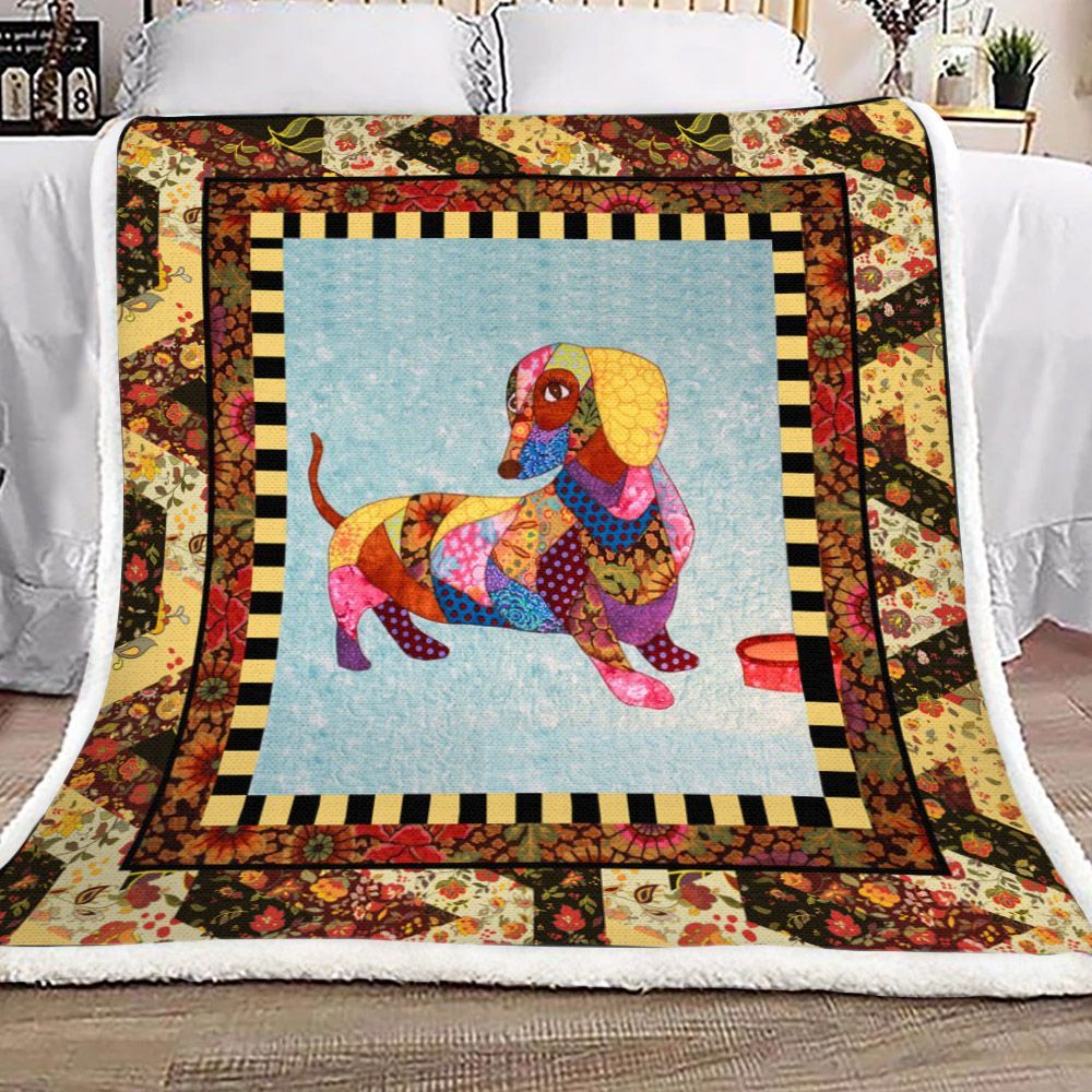 Dachshund Sherpa Fleece Blanket