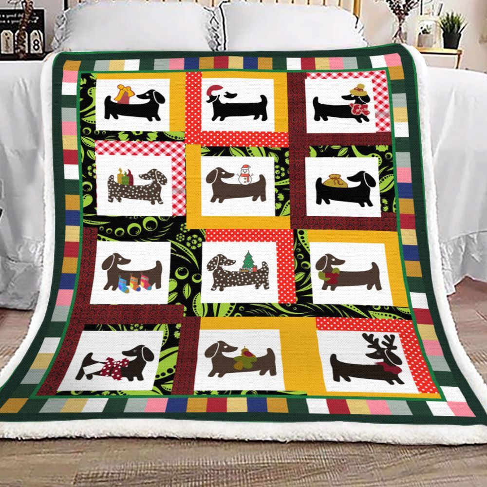 Dachshund Sherpa Fleece Blanket