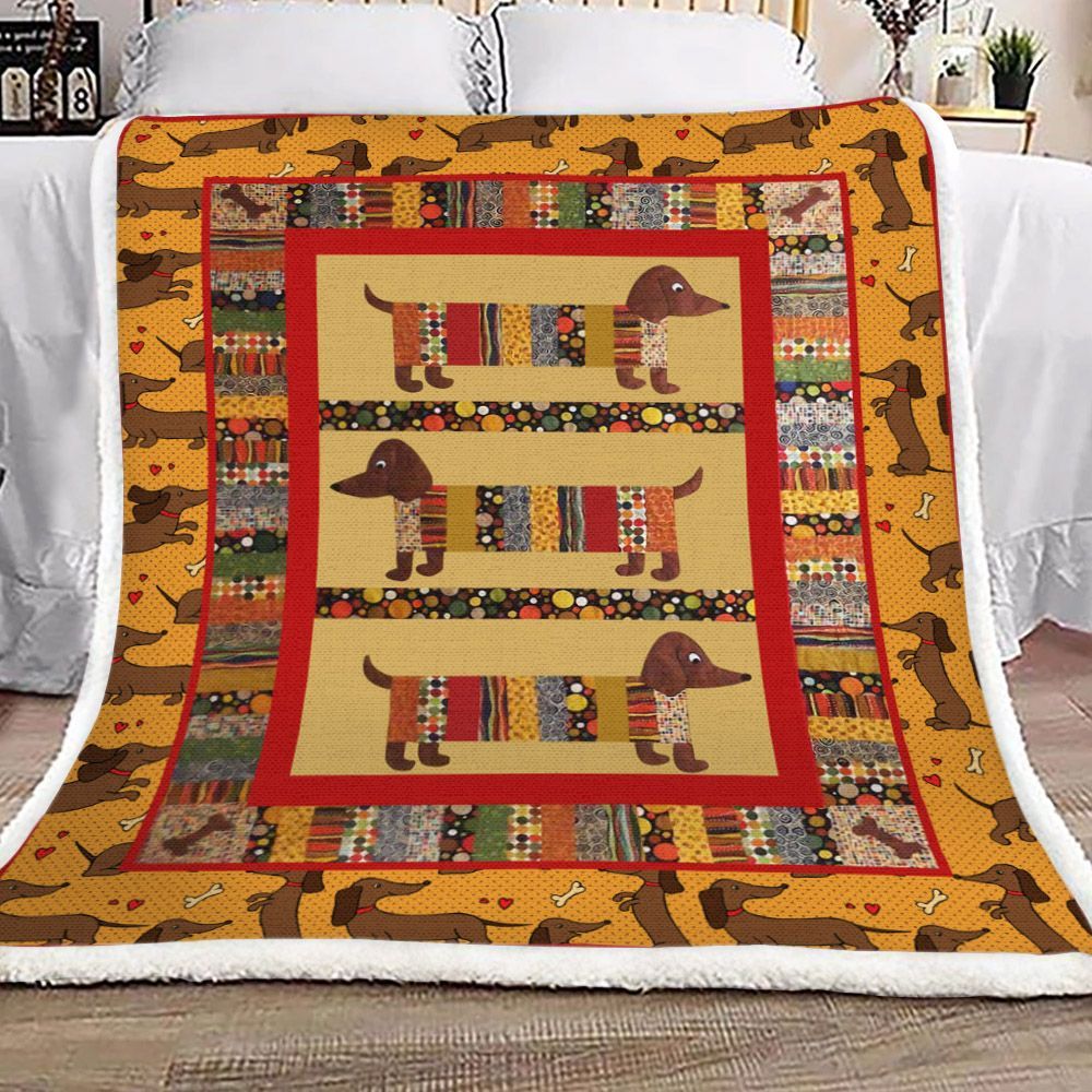 Dachshund Sherpa Fleece Blanket