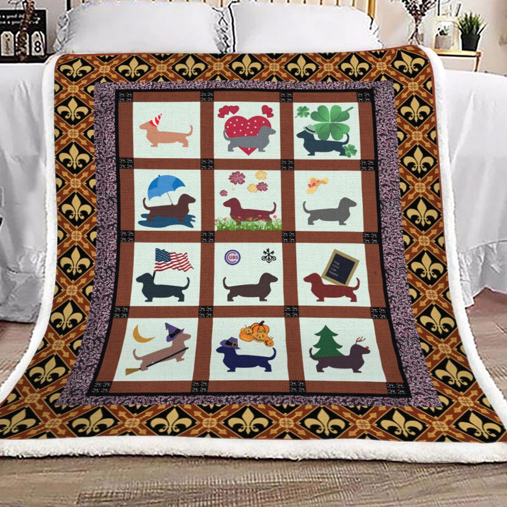 Dachshund Sherpa Fleece Blanket