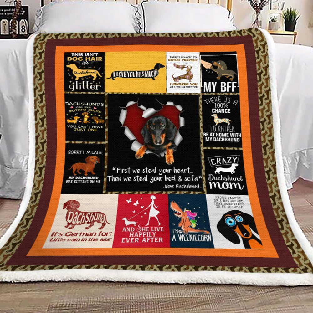 Dachshund Sherpa Fleece Blanket