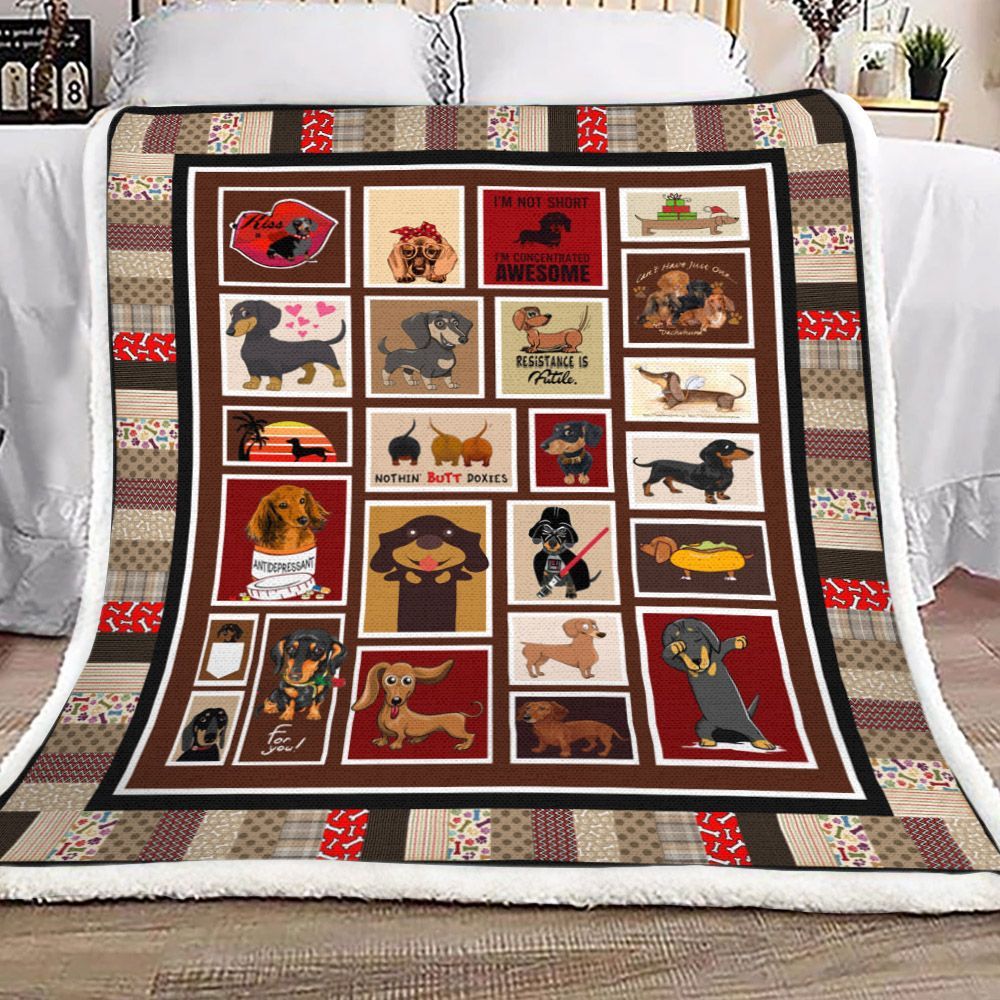 Dachshund Sherpa Fleece Blanket