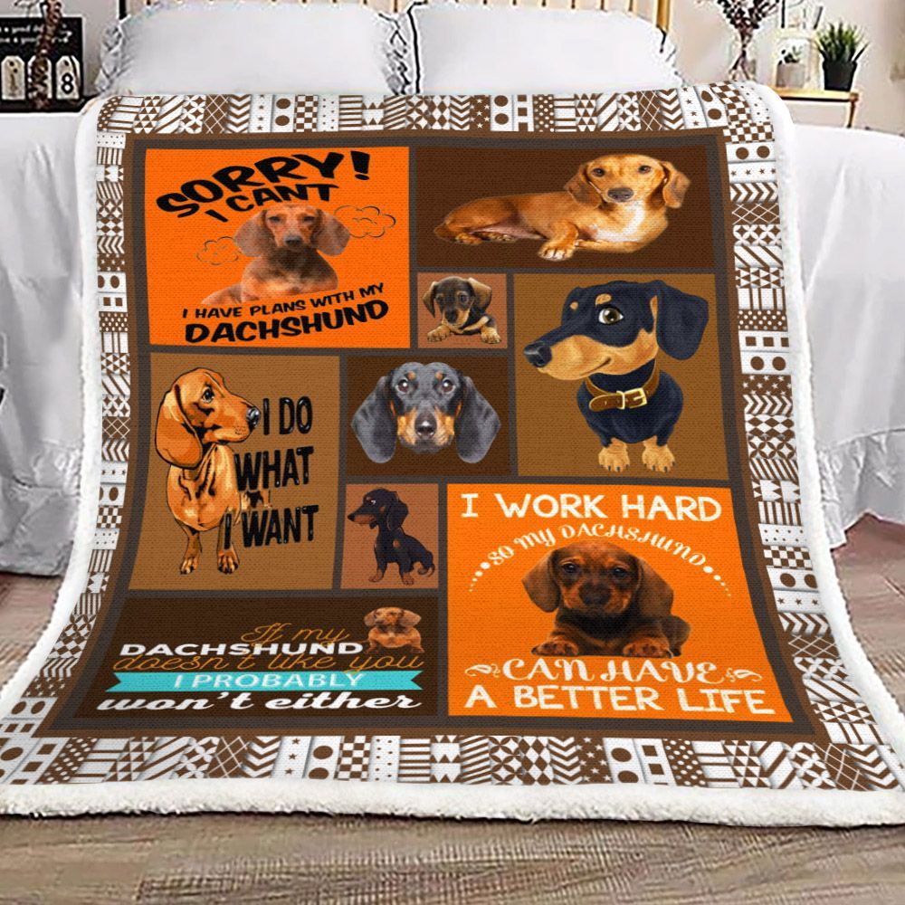 Dachshund Sherpa Fleece Blanket