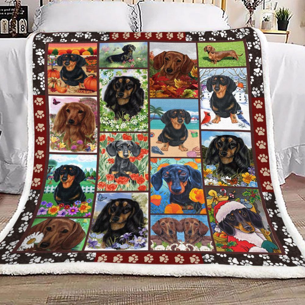 Dachshund Sherpa Fleece Blanket