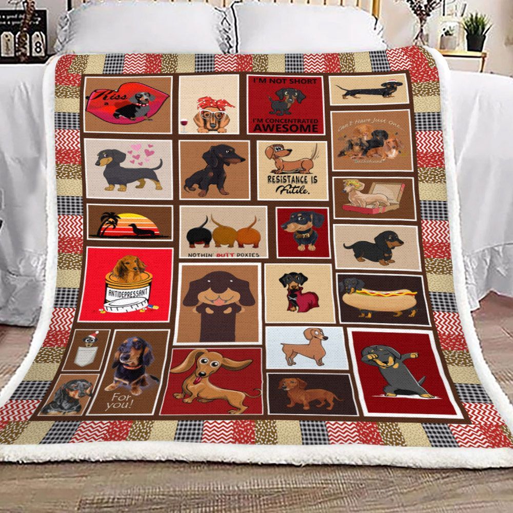 Dachshund Sherpa Fleece Blanket