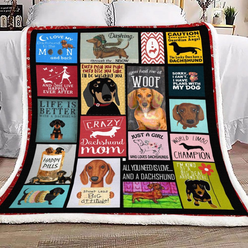 Dachshund Sherpa Fleece Blanket