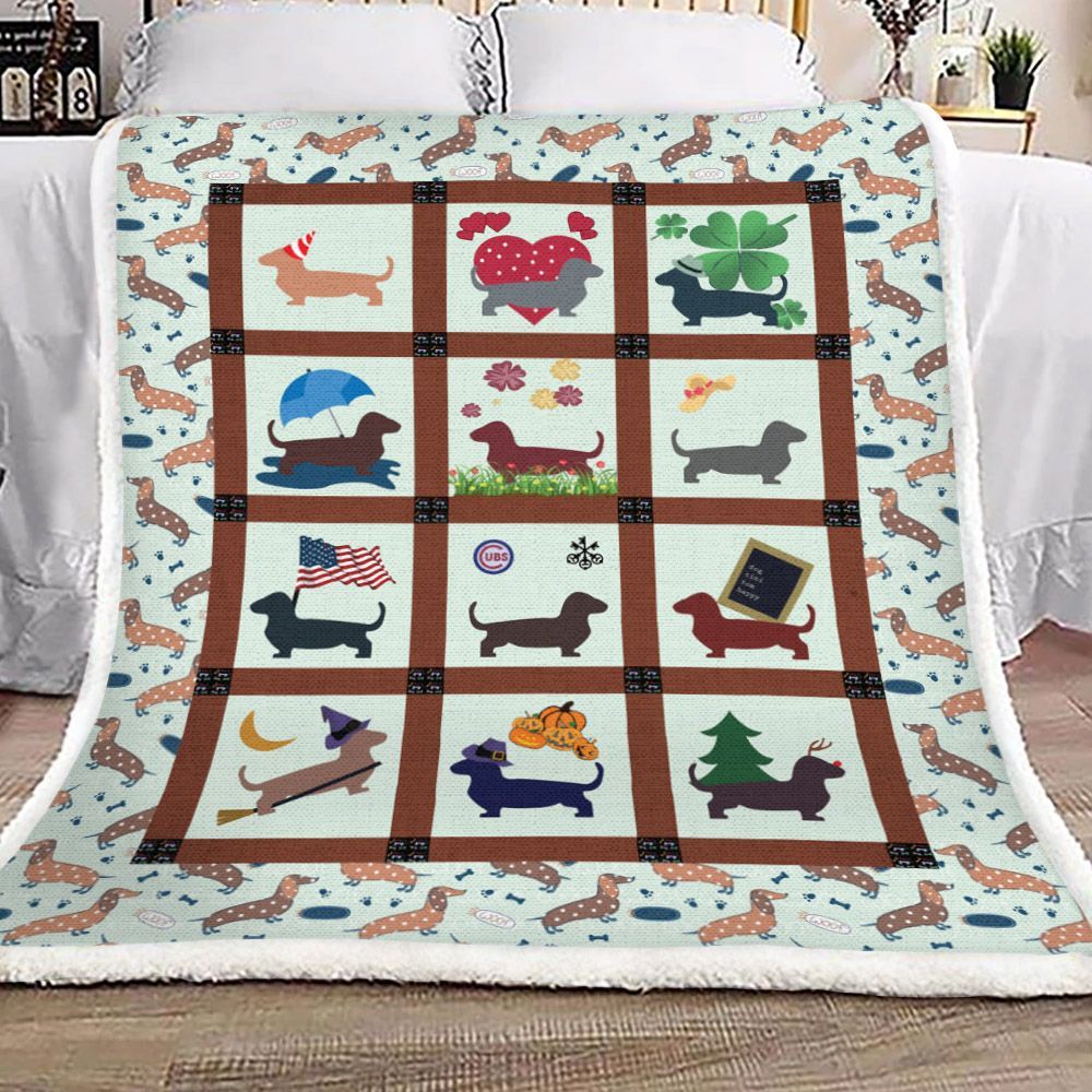 Dachshund Sherpa Fleece Blanket