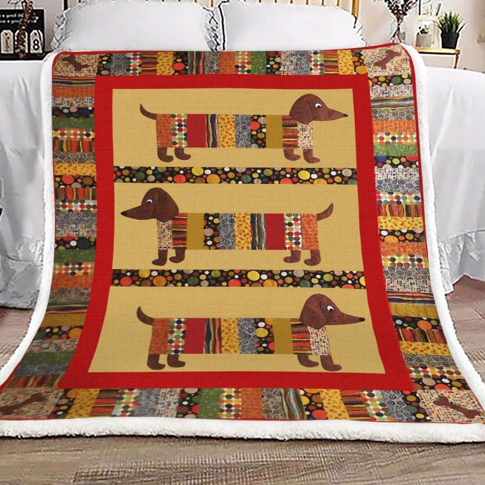 Dachshund Sherpa Fleece Blanket