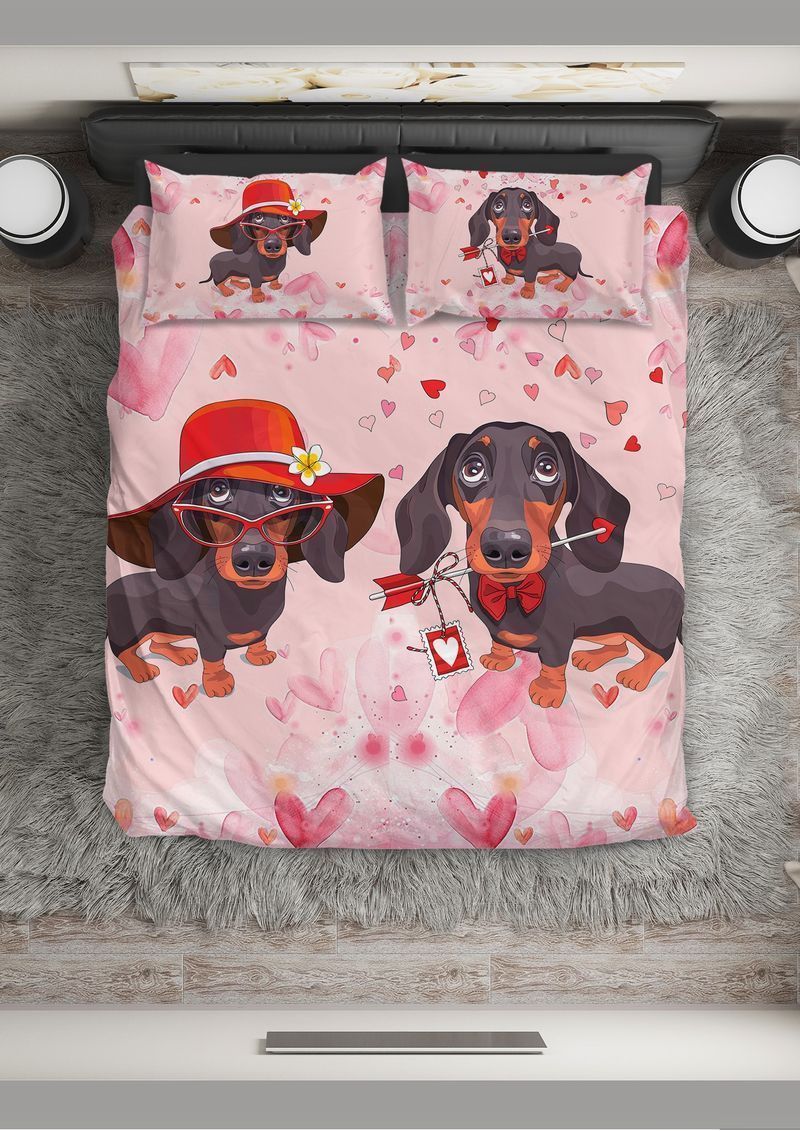 Dachshund You’Re My Valentine Printed Bedding Set