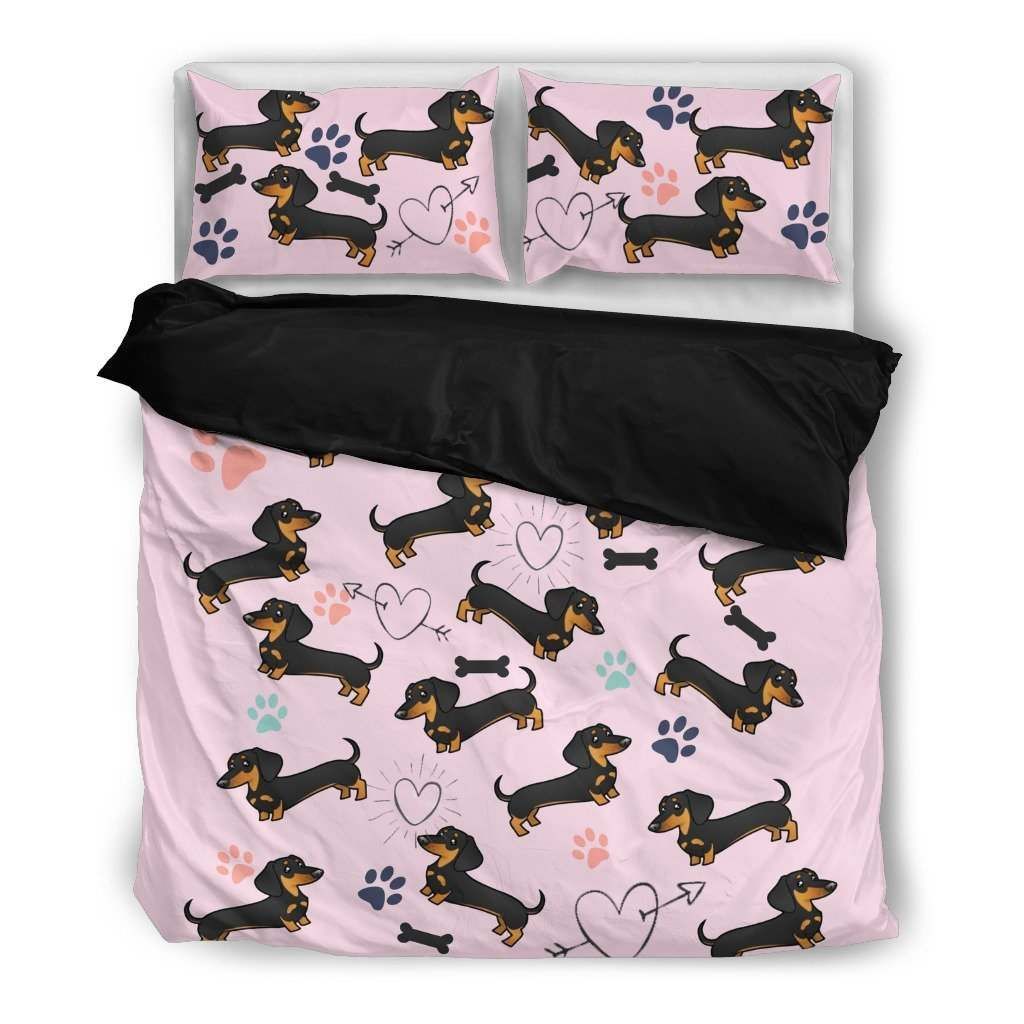 Dachshunds Bright Pink Bedding Set