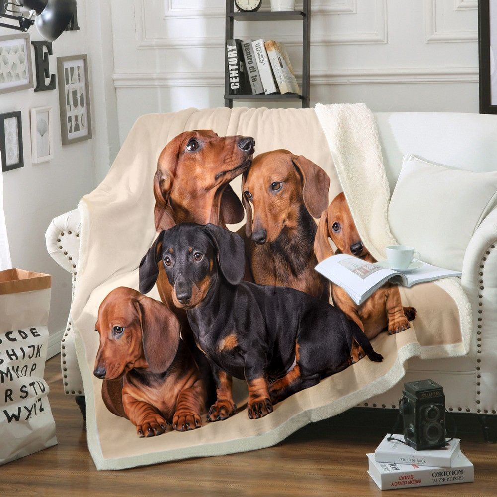 Dachshunds Sherpa Fleece Blanket