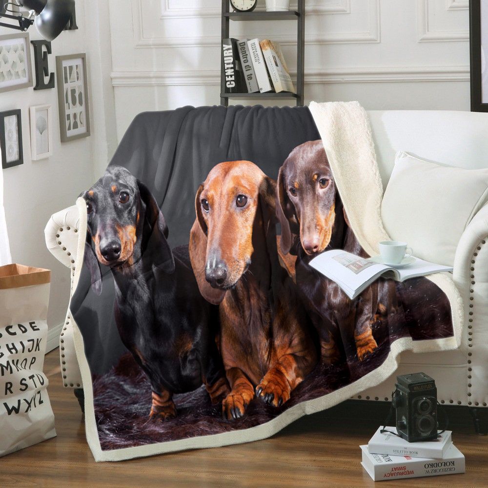 Dachshunds Sherpa Fleece Blanket