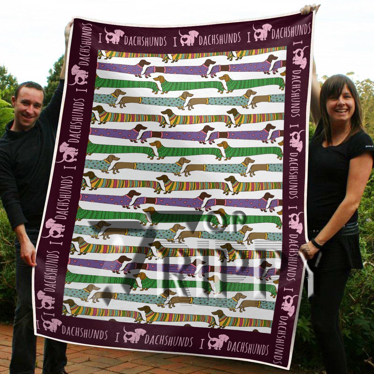 Dachshunds Decorate Sherpa Fleece Blanket