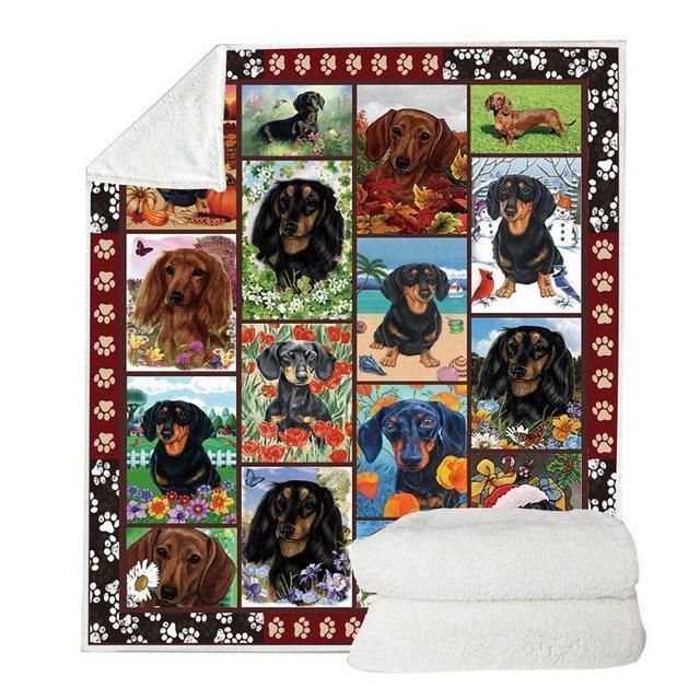 Dachshunds Sherpa Fleece Blanket